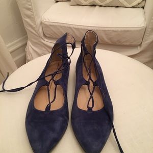 Ecco blue suede lace up flats